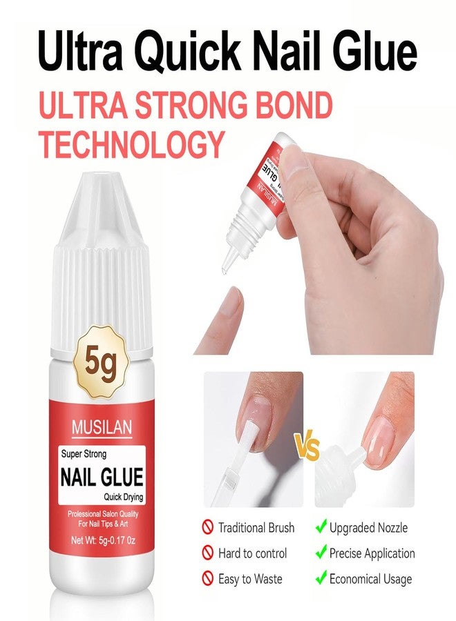 MUSILAN 12 Bottle 5g Nail Glue,Super Strong Nail Glue for Press On Nails,Professional Upgrade Safety & Quick Dry Nail Gel for Acrylic Nails Tips & False Nail Long Lasting for Stick On Broken - Image 5